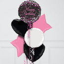 Pink and Black Happy Birthday Foil Balloon Bouquet