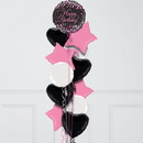 Pink and Black Happy Birthday Foil Balloon Bouquet