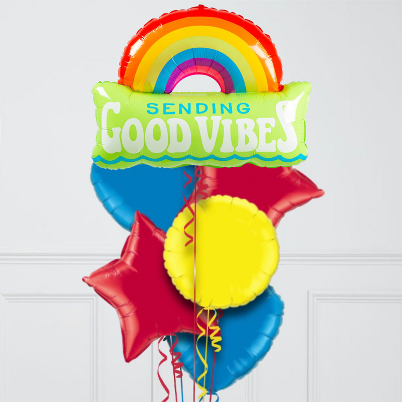 Good Vibes Inflated Foil Balloon Bunch