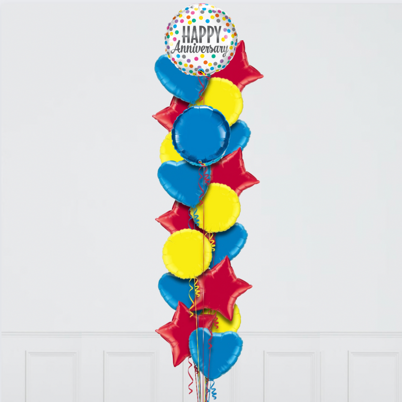 Happy Anniversary Confetti Dots Foil Balloon Bouquet