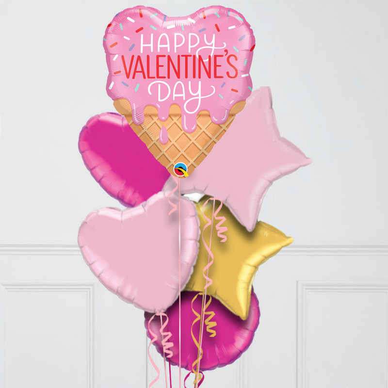 Valentine's Waffle Cone Supershape Foil Balloon Bouquet