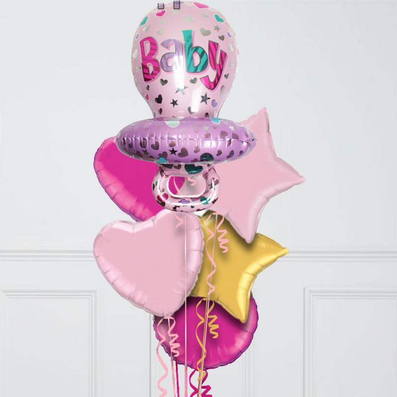 baby girl pink pacifier foil balloons