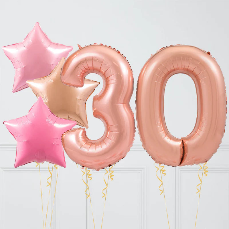 Rose Gold Birthday Number Balloons Set (Two Numbers)