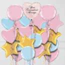 Personalised Pastel Pink Satin Hearts Inflated Foil Balloon Bunch