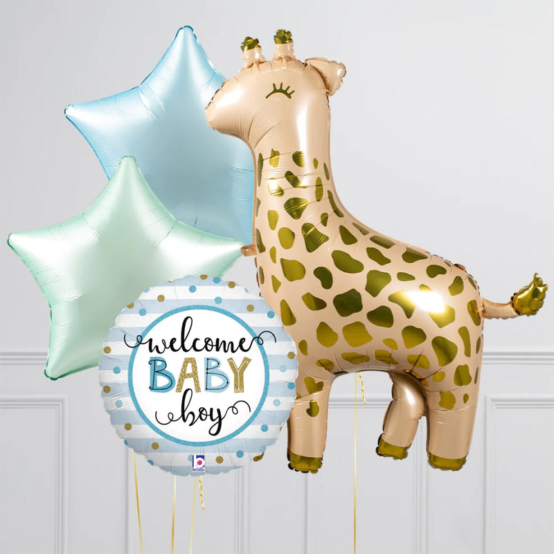 Baby Boy Cute Giraffe Supershape Set Foil Balloon Bouquet