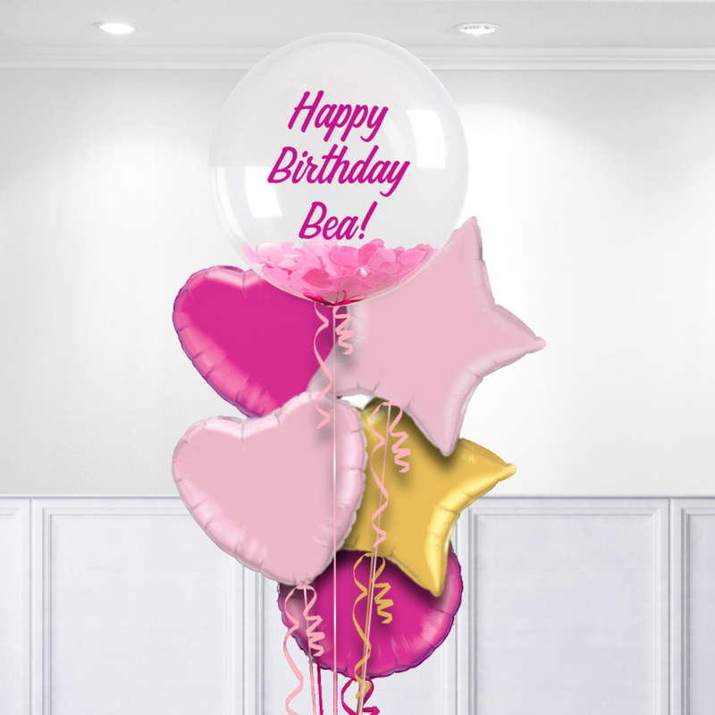 Pink Confetti Bubble Personalised Bunch