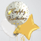 happy birthday gold and white balloons