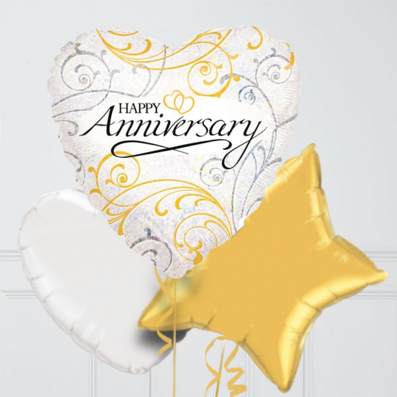 Happy Anniversary Gold Vibes Foil Balloon Bouquet