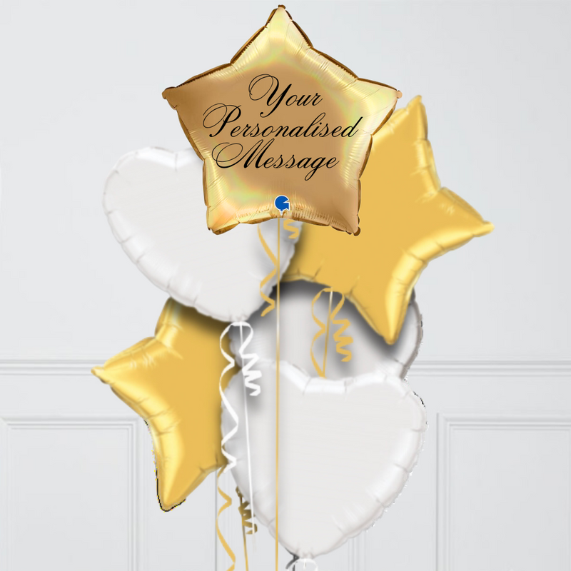 Star Platinum Gold Personalised Balloon Bouquet
