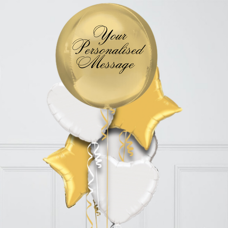 Gold Orb Personalised Balloon Bouquet