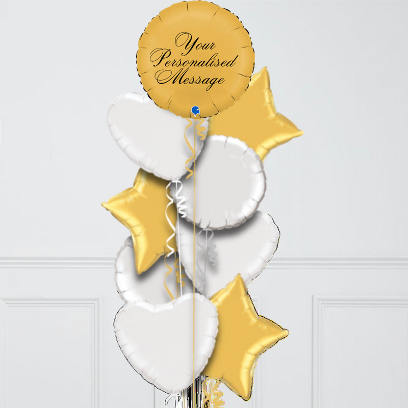 Round Satin Gold Personalised Balloon Bouquet