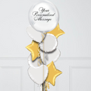 Personalised White Orb Inflated Foil Balloon Bunch