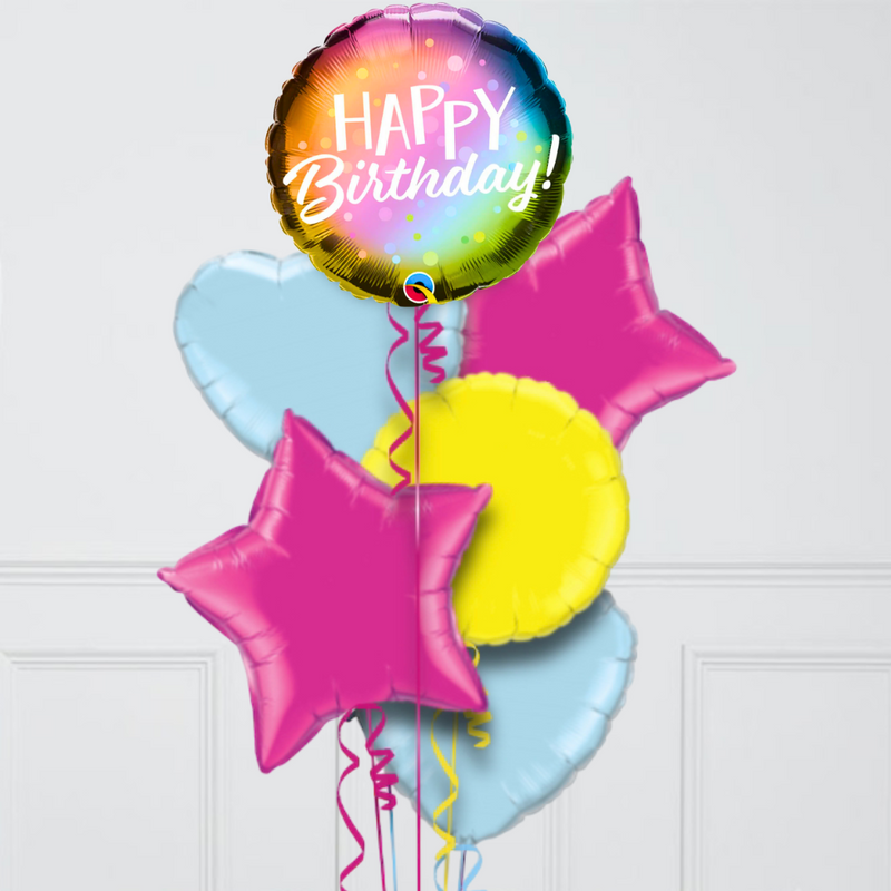 colourful rainbow birthday foil balloons delivery