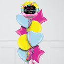 cute pink and colours birthday foil balloons delivery 