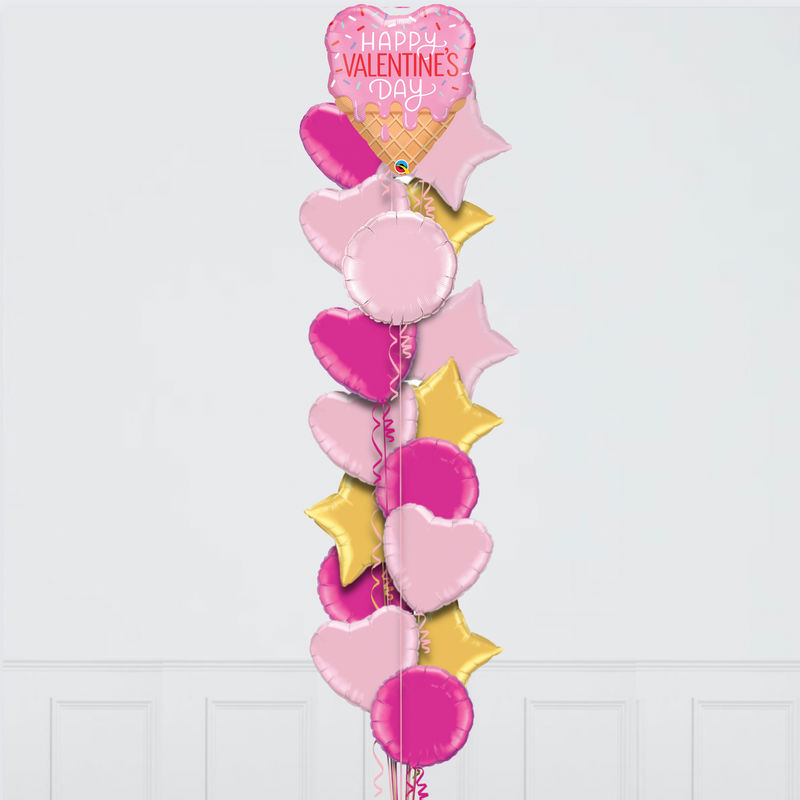 Valentine's Waffle Cone Supershape Foil Balloon Bouquet