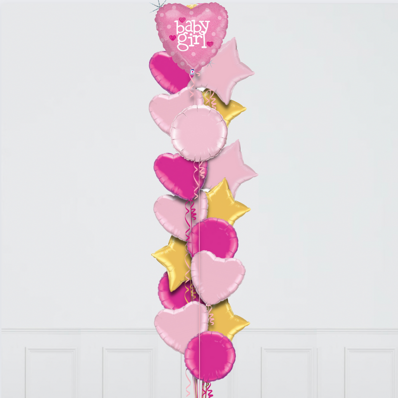 Baby Girl Hearts Inflated Foil Balloons