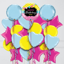 cute pink and colours birthday foil balloons delivery 