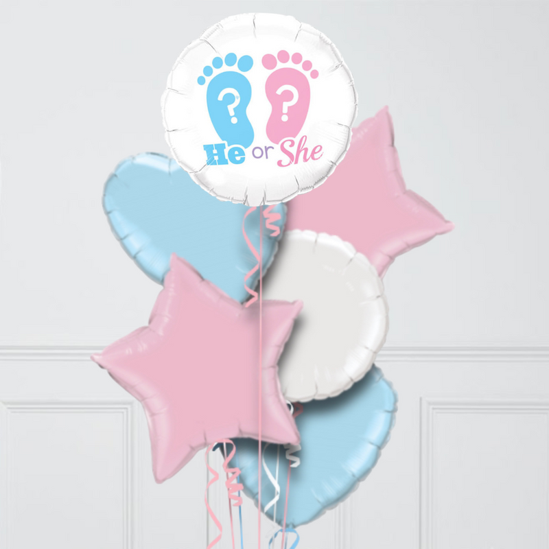 Baby Feet Gender Reveal Foil Balloon Bouquet