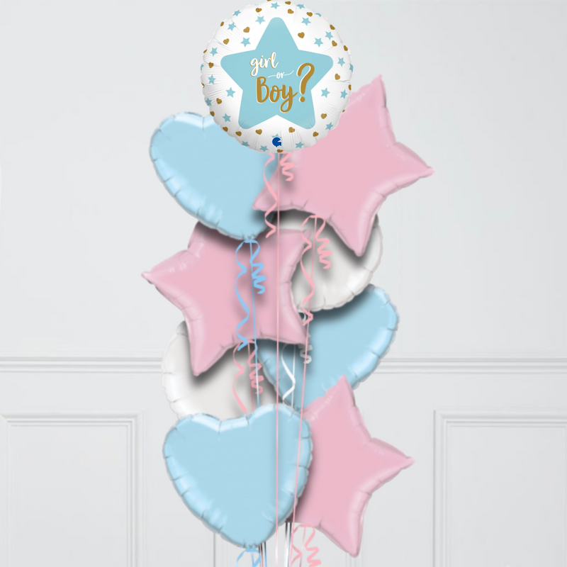 Gender Reveal Inflated Foil Balloon Bunch