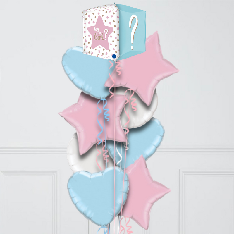 Square Shaped Gender Reveal Foil Balloon Bouquet