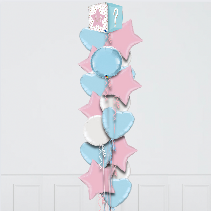 Square Shaped Gender Reveal Foil Balloon Bouquet