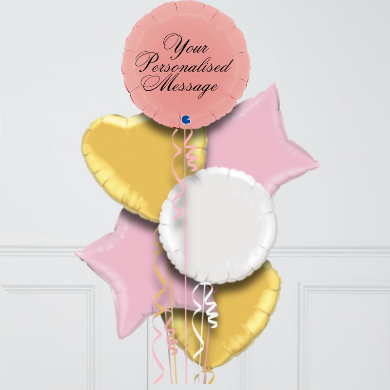 Round Matte Pink Personalised Balloon Bouquet