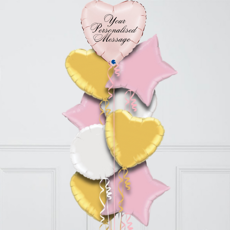 Heart Pastel Pink Personalised Balloon Bouquet