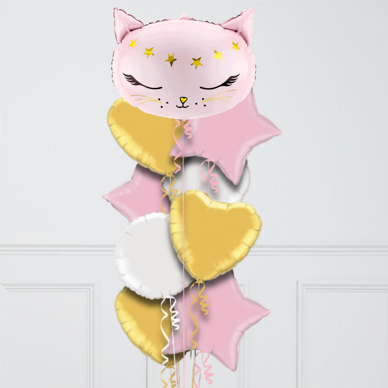 Pink Cat Supershape Foil Balloon Bouquet