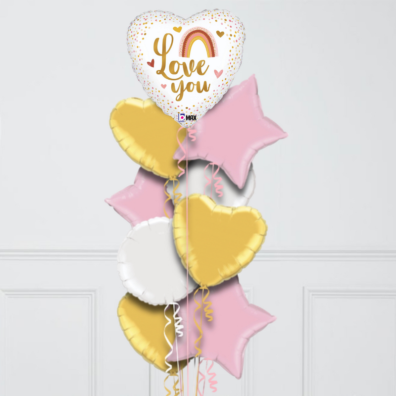 Boho Love You Heart Foil Balloon Bouquet