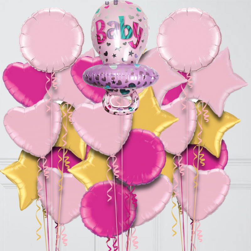 baby girl pink pacifier foil balloons