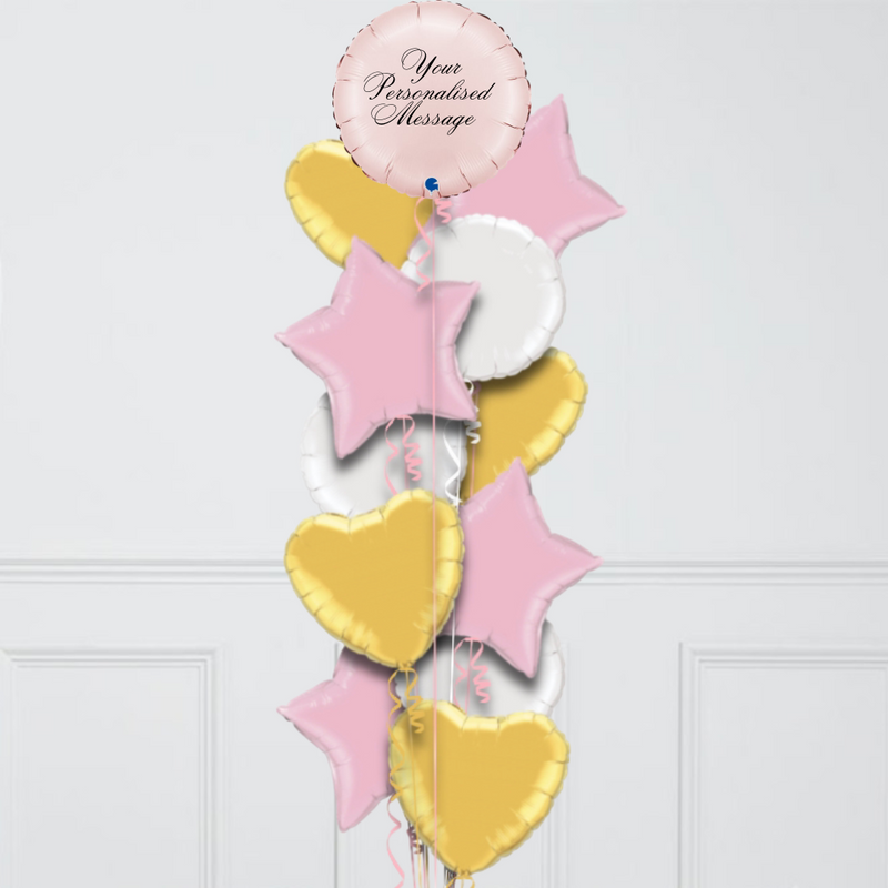 Round Satin Pastel Pink Personalised Balloon Bouquet Set