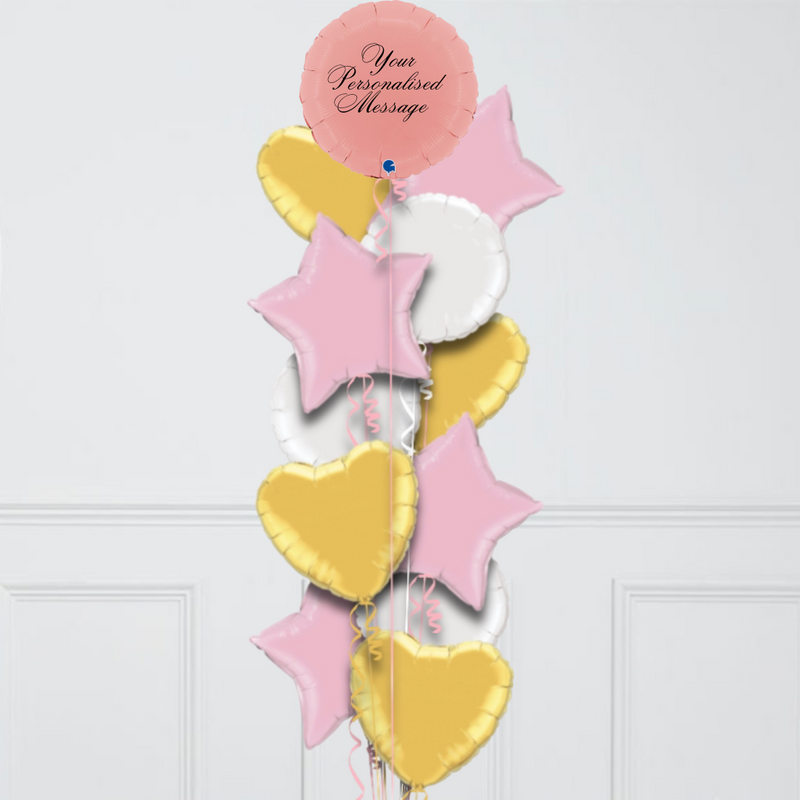 Round Matte Pink Personalised Balloon Bouquet
