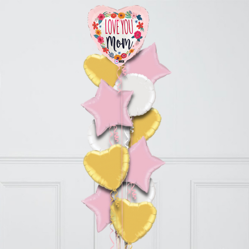 Satin Love You Mom Foil Balloon Bouquet