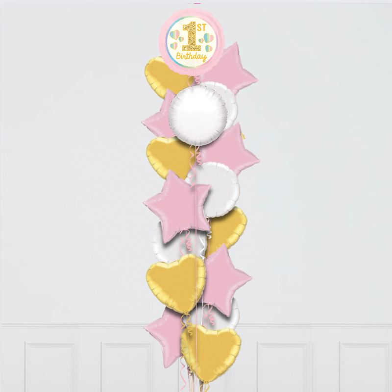 1st Birthday Pink Foil Balloon Bouquet