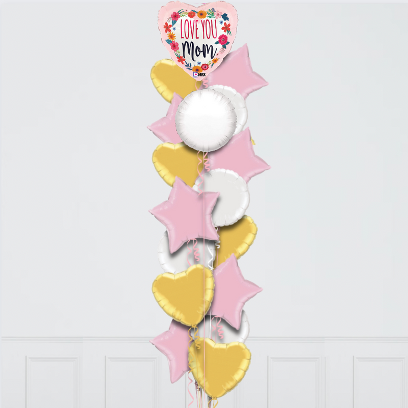 Satin Love You Mom Foil Balloon Bouquet