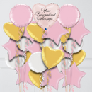 Personalised Pastel Pink Heart Inflated Foil Balloon Bunch