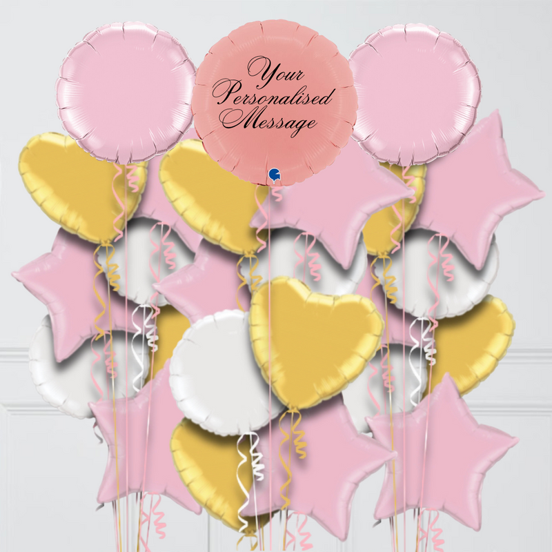 Round Matte Pink Personalised Balloon Bouquet