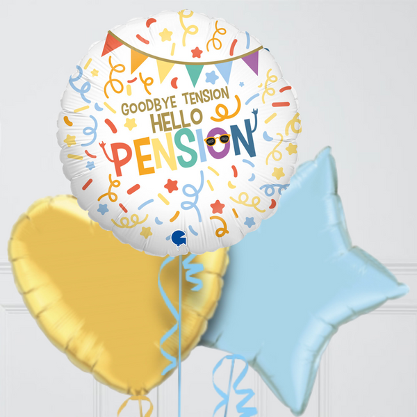 Happy Retirement Pastel Inflated Foil Balloon Bunch