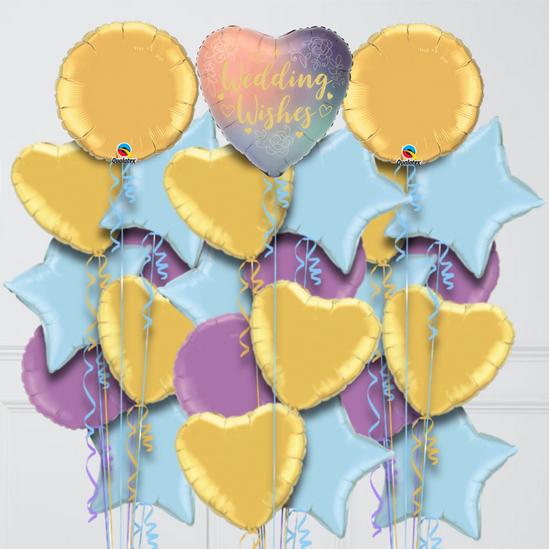Gradient Heart Wedding Wishes Foil Balloon Bouquet