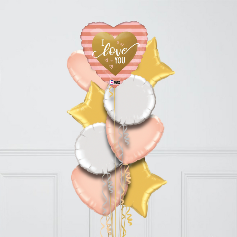 Rose Gold Heart I Love You Foil Balloon Bouquet