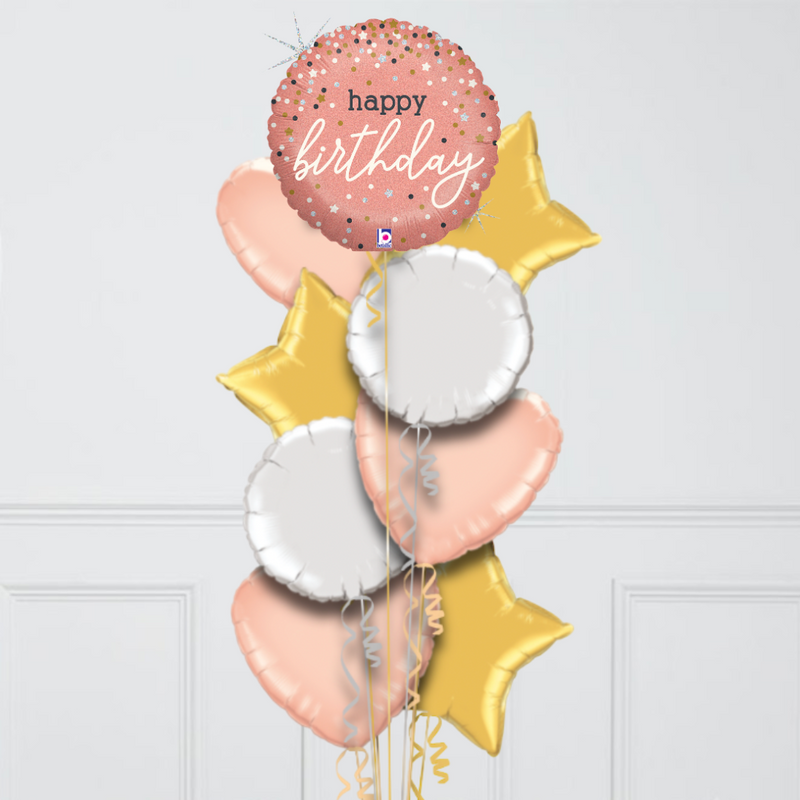 Rose Gold Confetti Birthday Foil Balloon Bouquet