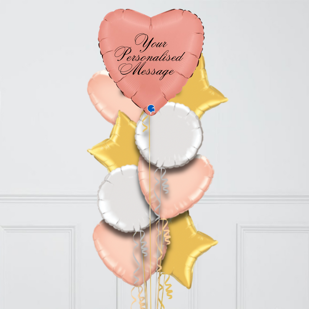 Personalised Rose Gold Premium Large Heart Inflated Foil Balloon Bunch ...