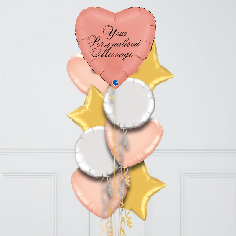 Premium Large Rose Gold Heart Personalised Balloon Bouquet