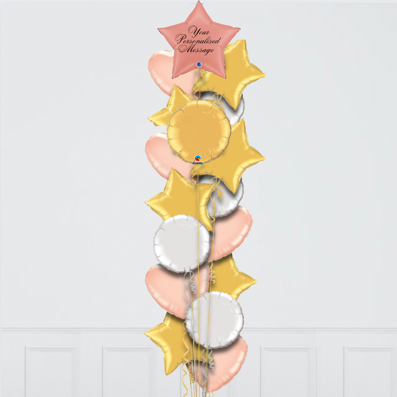 Star Rose Gold Personalised Balloon Bouquet