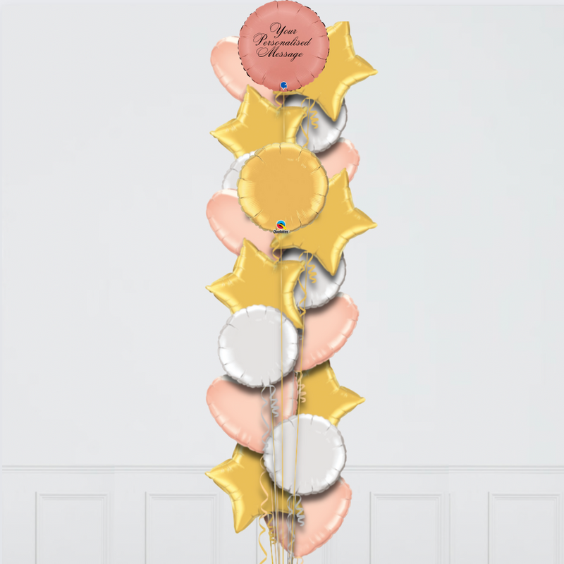 Round Satin Rose Gold Personalised Balloon Bouquet