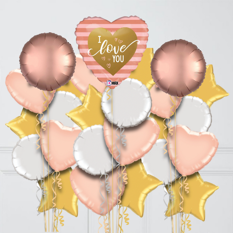 Rose Gold Hearts Valentine's Day Inflated Foil Balloons