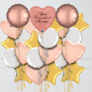 Rose Gold Personalised Heart Inflated Foil Balloon Bunch