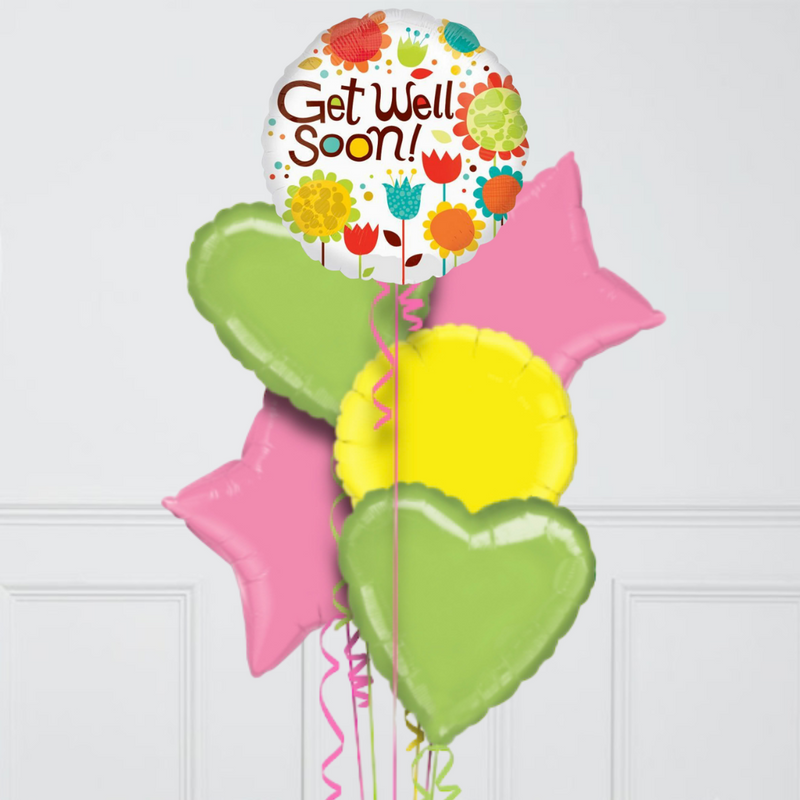 get well soon flowers colourful foil balloons delivery uae