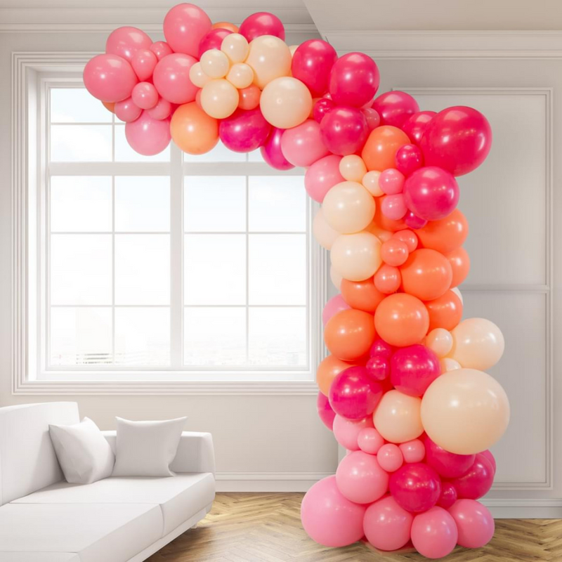 Flamingo Pink Asymmetric Balloon Arch