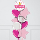 it'a a girl pink teddy bear foil balloons